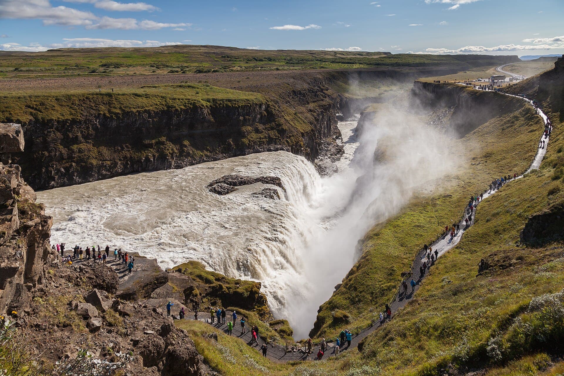 Gullfoss waterfall thundering into its canyon on the Golden Circle
